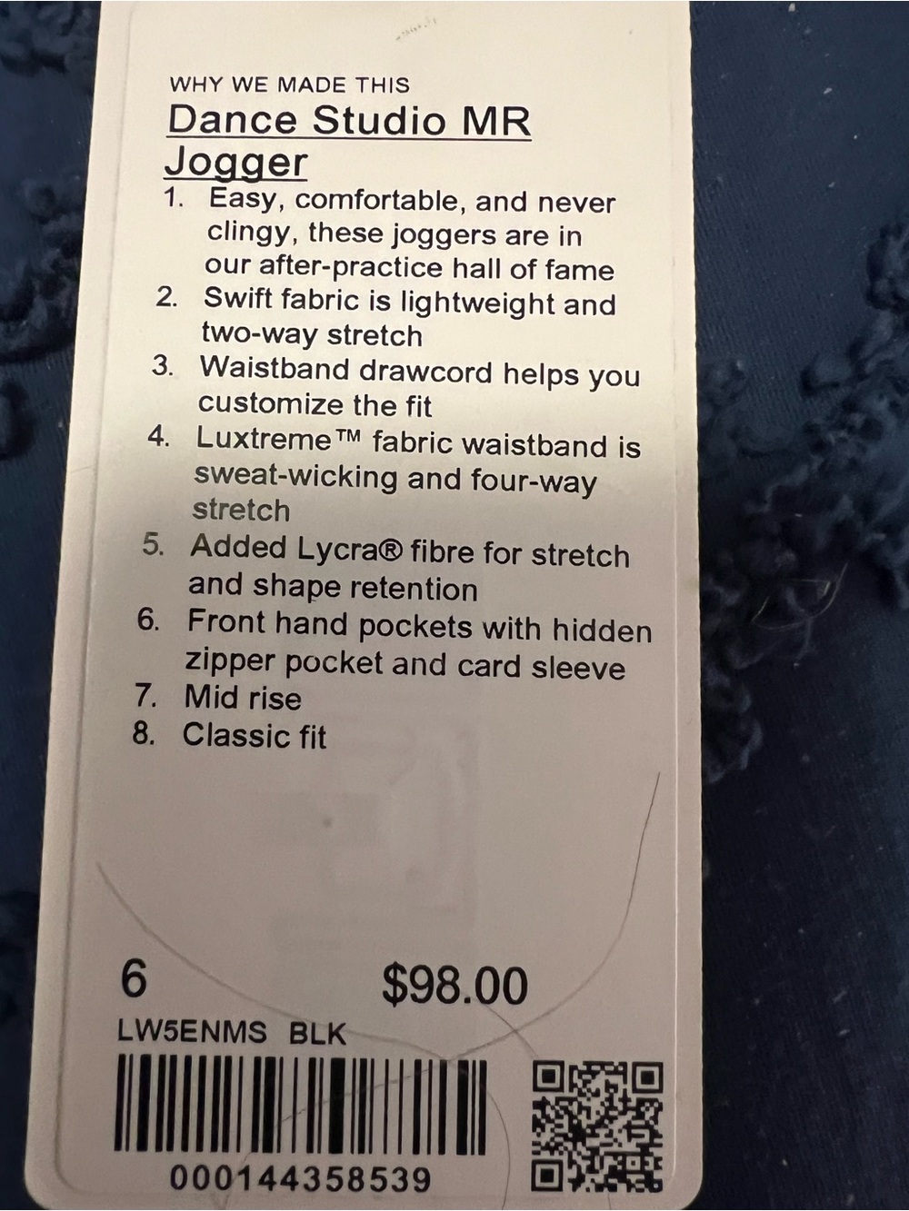 lululemon Dance Studio Joggers (NWT) Black, Size 6